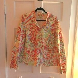 HOST PICK - Lilly & Van Jacket Pink Green Paisley - lightweight XL